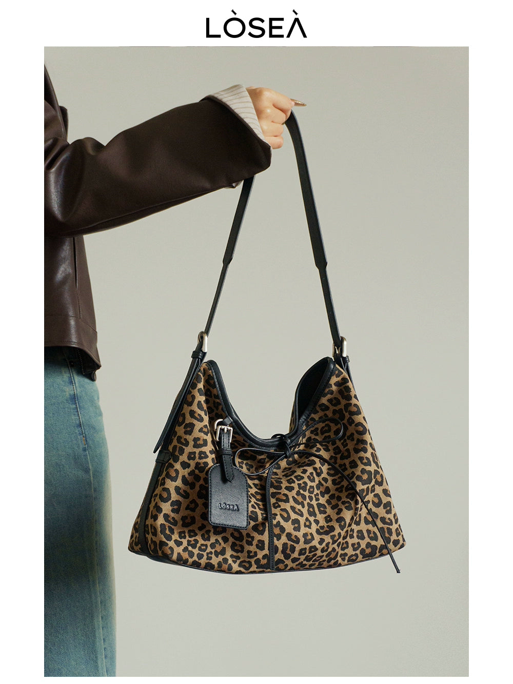 LOSEA Leopard Print Vintage Crossbody Bag