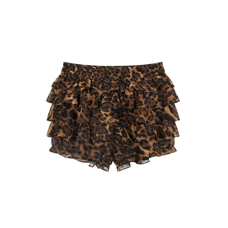 Zero Leopard Print Low Waist Shorts Skirt