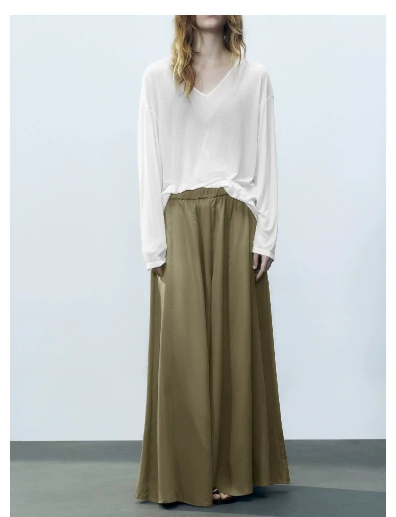 URBAN REVIVO Wave Style Vertical Super Loose Versatile Wide Leg Pants