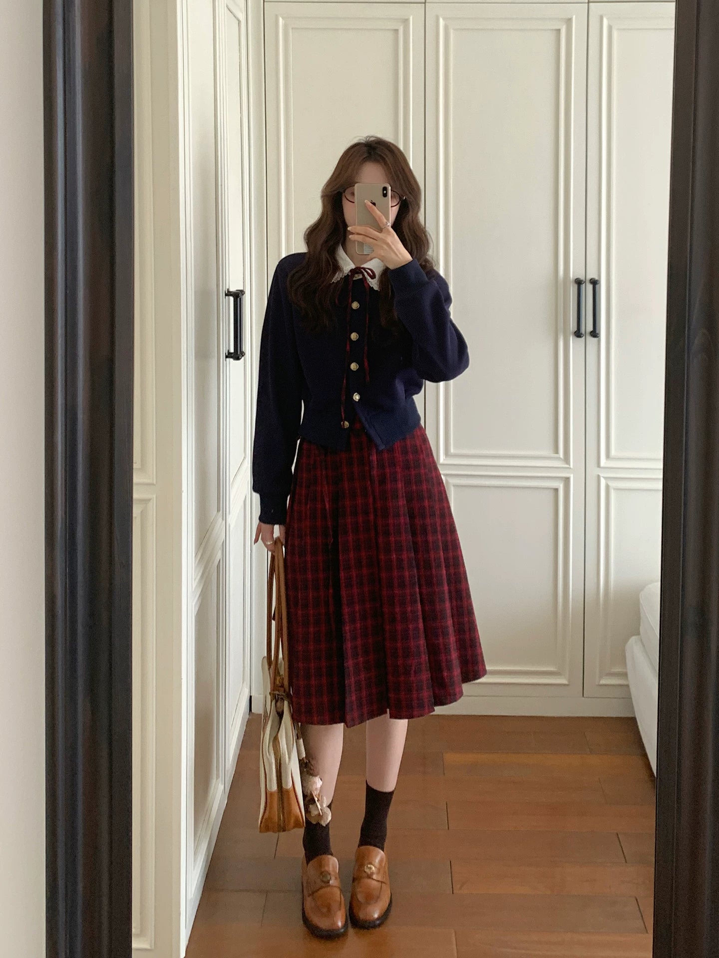 Even Korean Exquisite Contrasting Color Age-reducing Doll Collar Long Sleeve