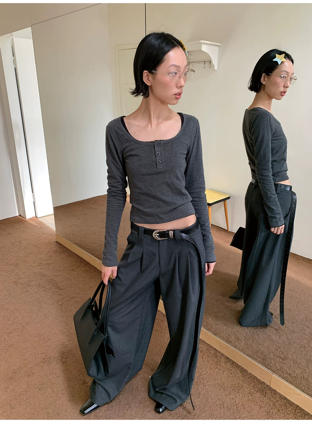 JCAESAR Double-pleated Wide-leg Casual Trousers