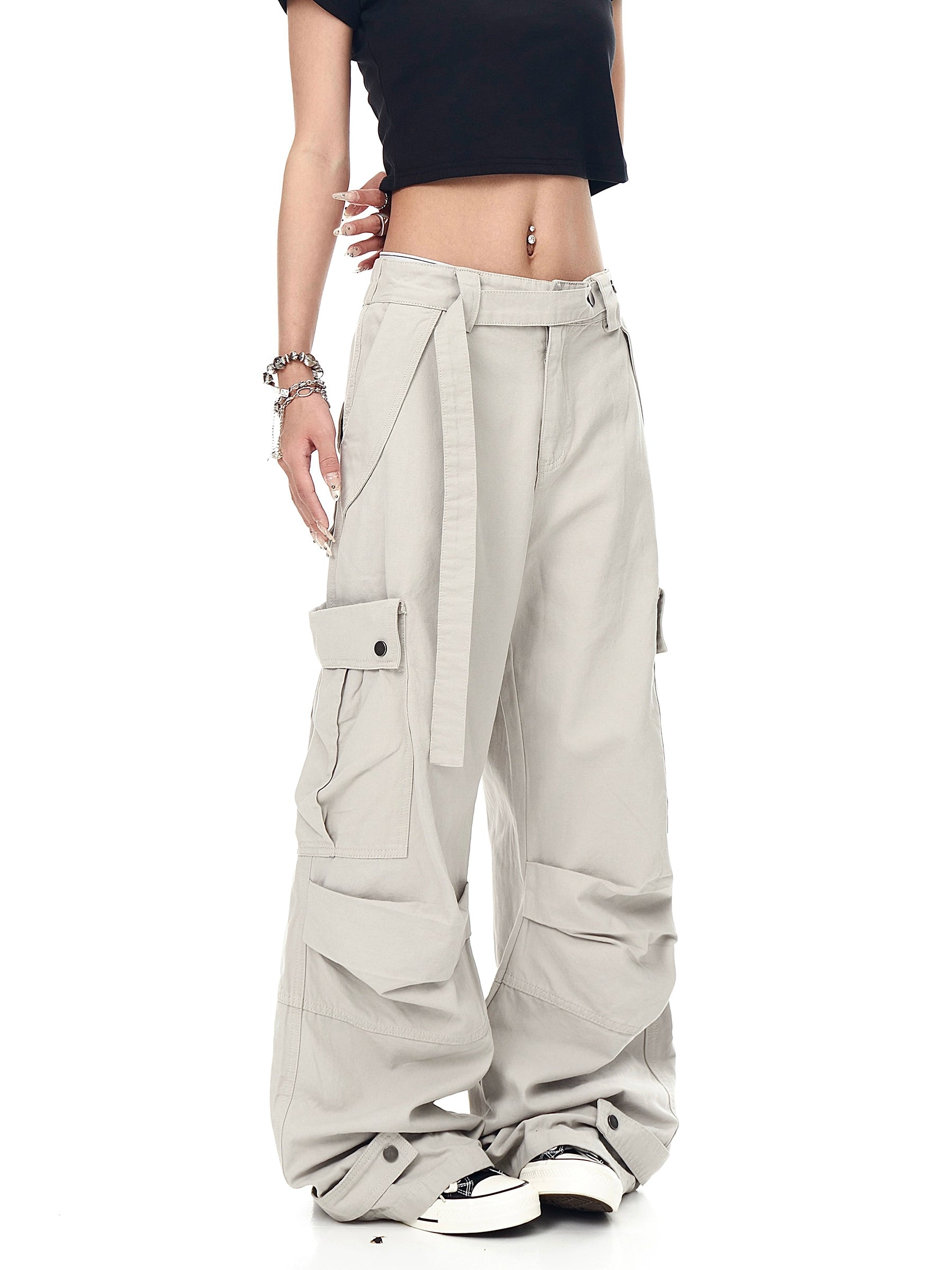 BLACKLISTS Vintage Pleated Multi-pocket Cargo Pants