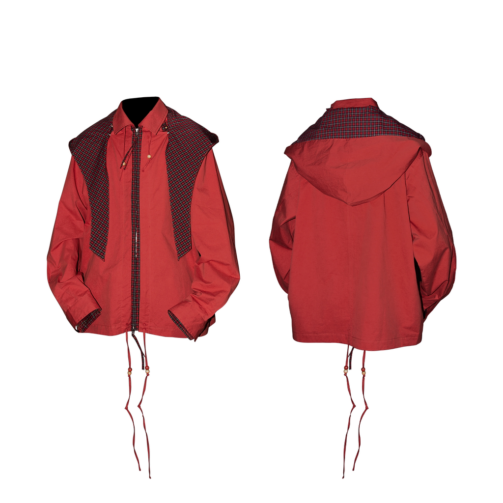 RELABEL Beaded Pleated Removable Hood Shirt