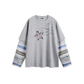 BTSG fake two-piece striped splicing long-sleeved Tee