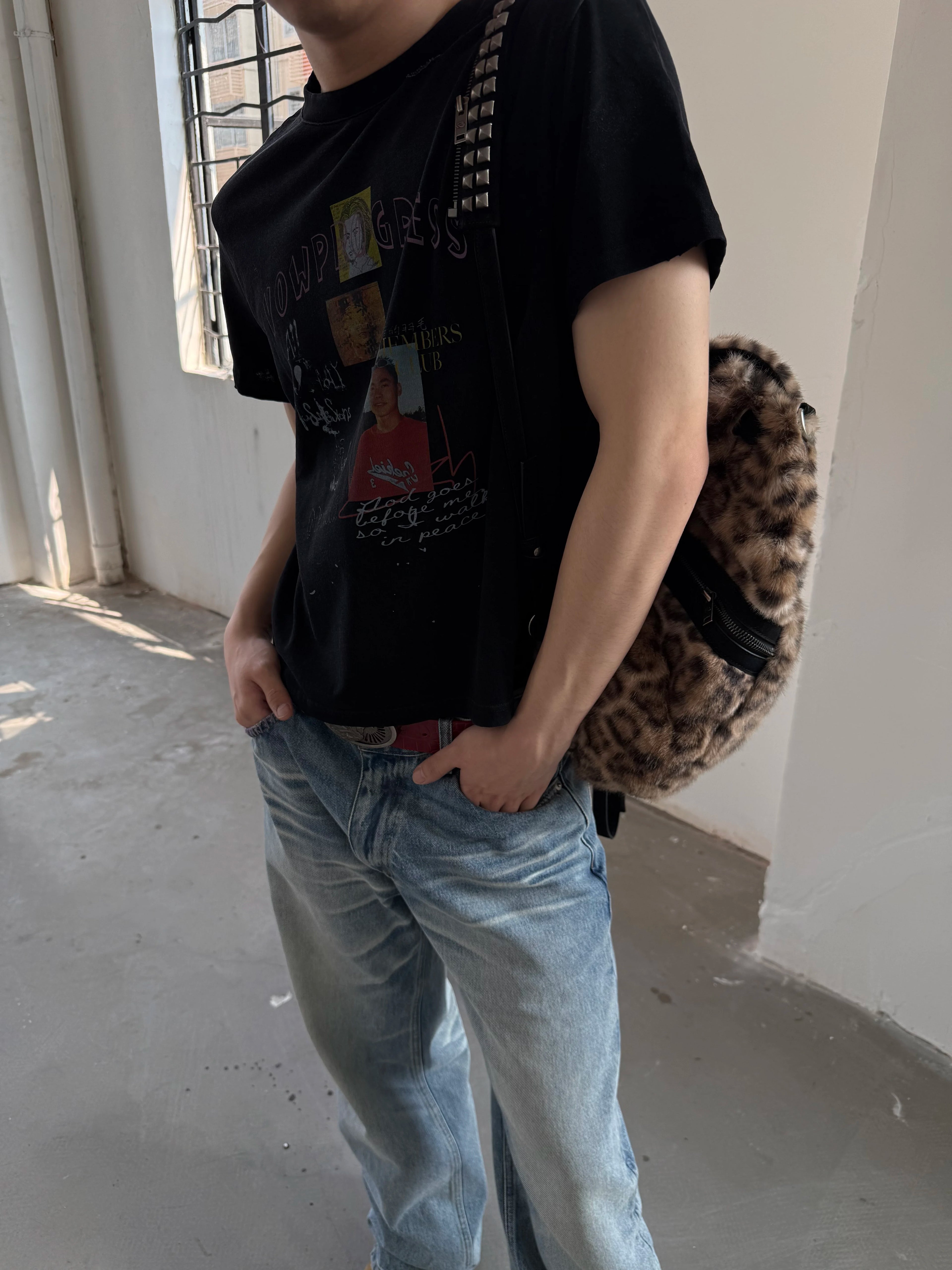 VOWPROGRESS Vintage Front Shoulder Casual Tee