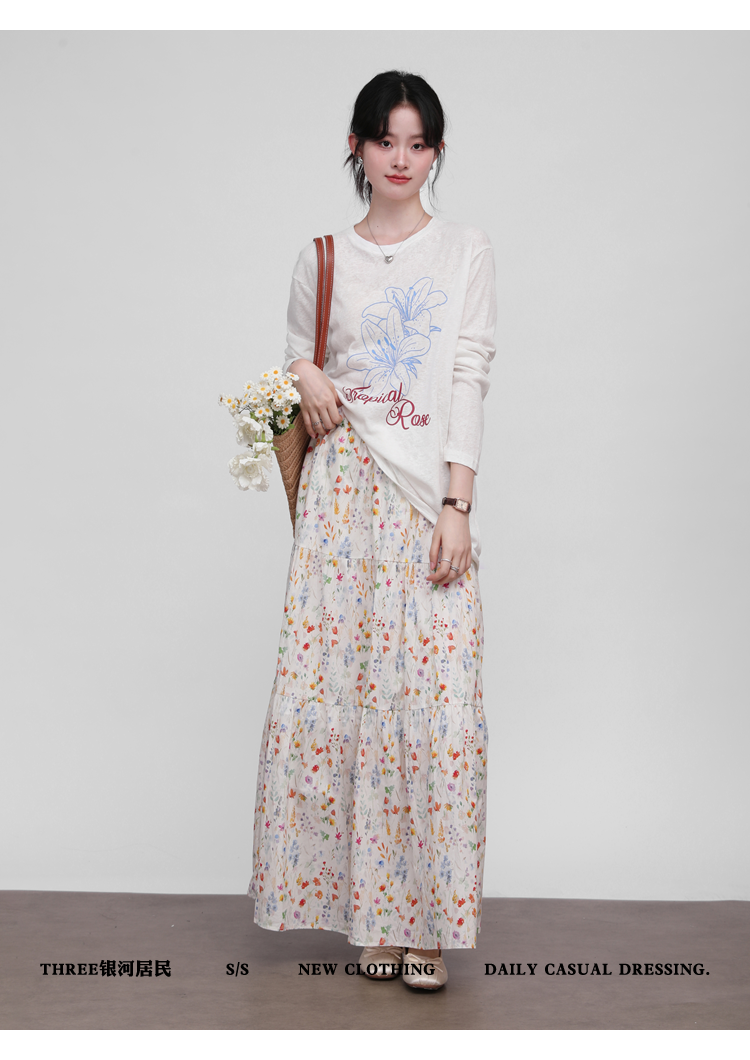 Three High Waist Thin Floral Skirts