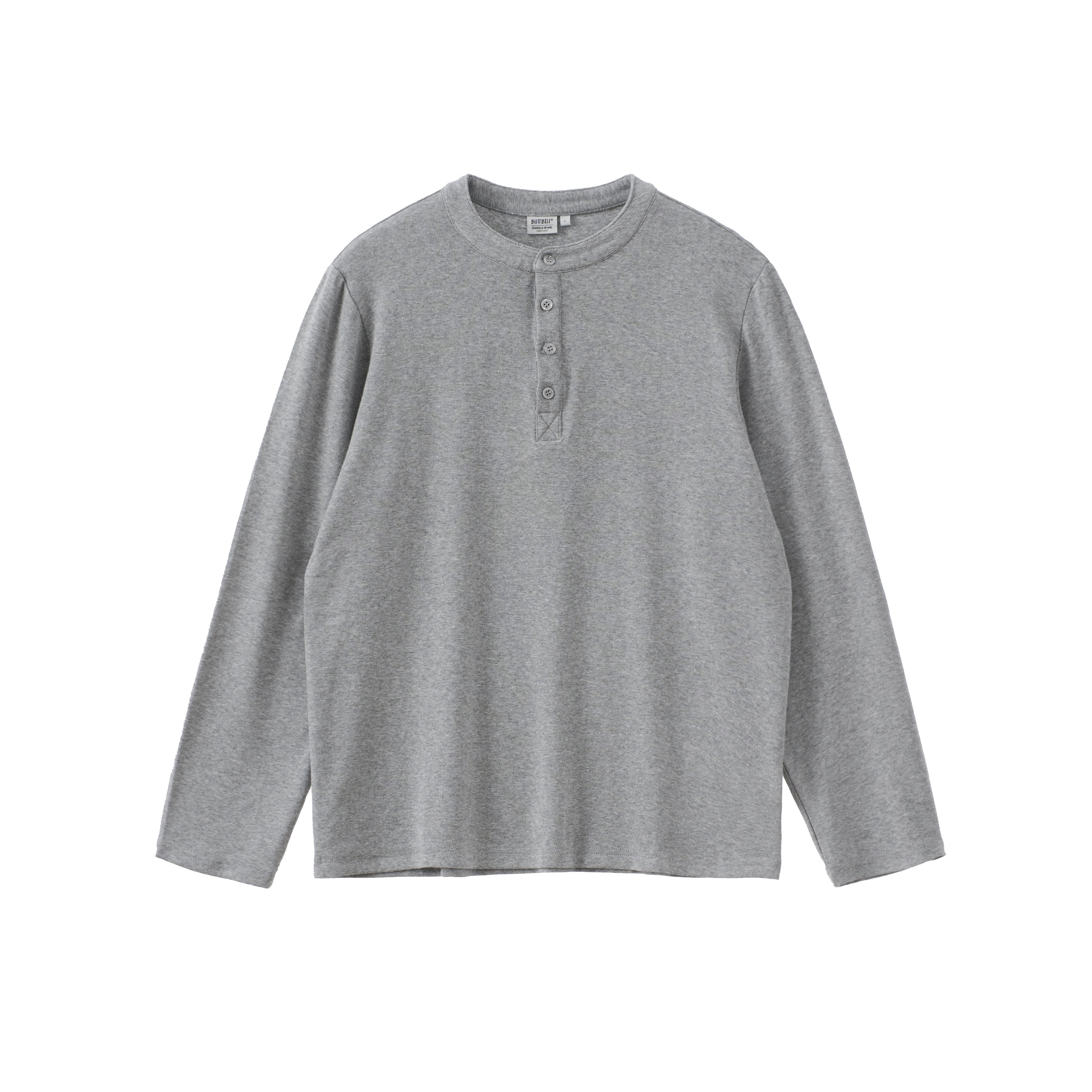 BUTTBILL 24AW Japanese Henry Neck 5% Merino Blended Long Sleeve Tee