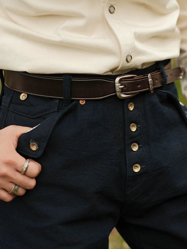 MBBCAR Vintage Versatile Casual Horseshoe-mouth Stitch Belt