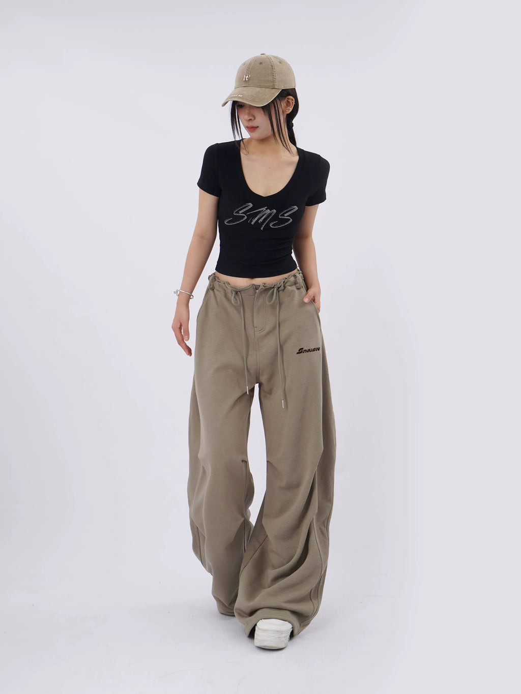 SAMUSAN Pleated Waist Tooling Sweatpants