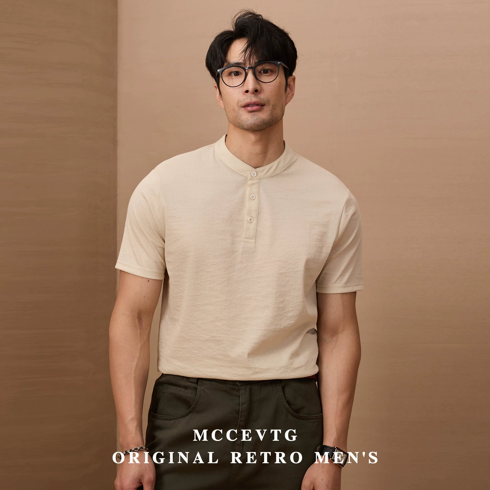 MCCEVTG Casual Henry Collar Slim Tee