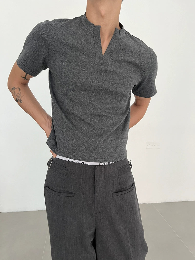 COLN Scissor Collar Slim Short Tee