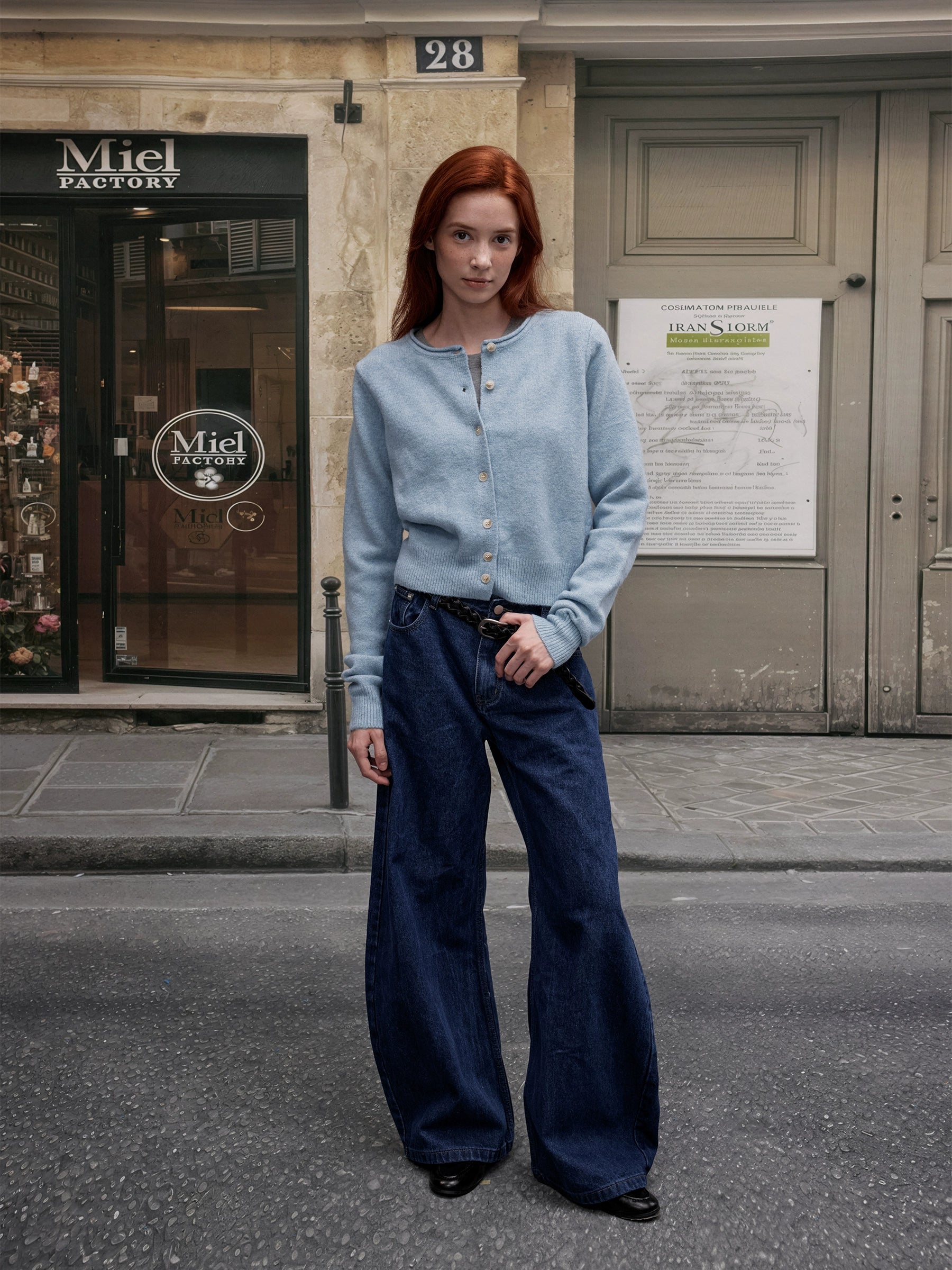 MADWITCH Vintage Crew Neck Knitted Cardigan