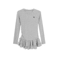 Mershier Polka Dot Full Print One-piece Pleated Skirt Long Sleeve