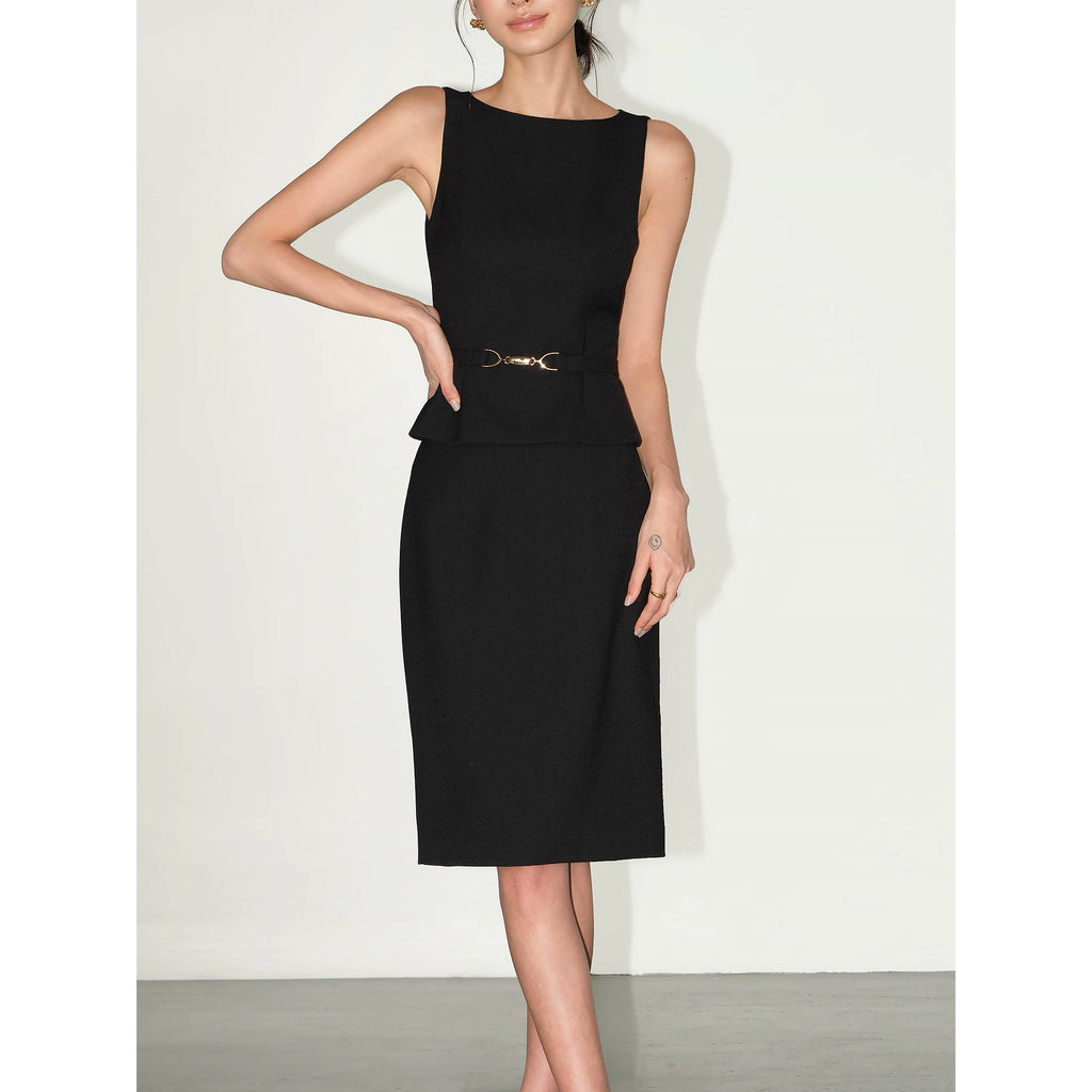 NEVA HU Temperament Sleeveless Vest Waist Skirt Set