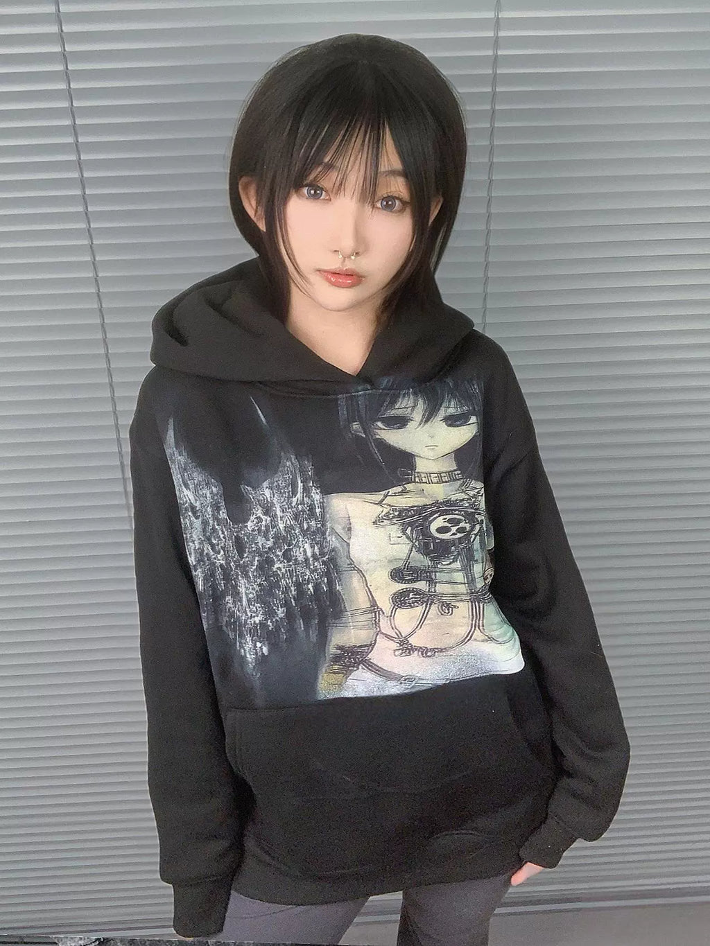 WEBBAR Acid Metal Girls Fleece Thick Sweater