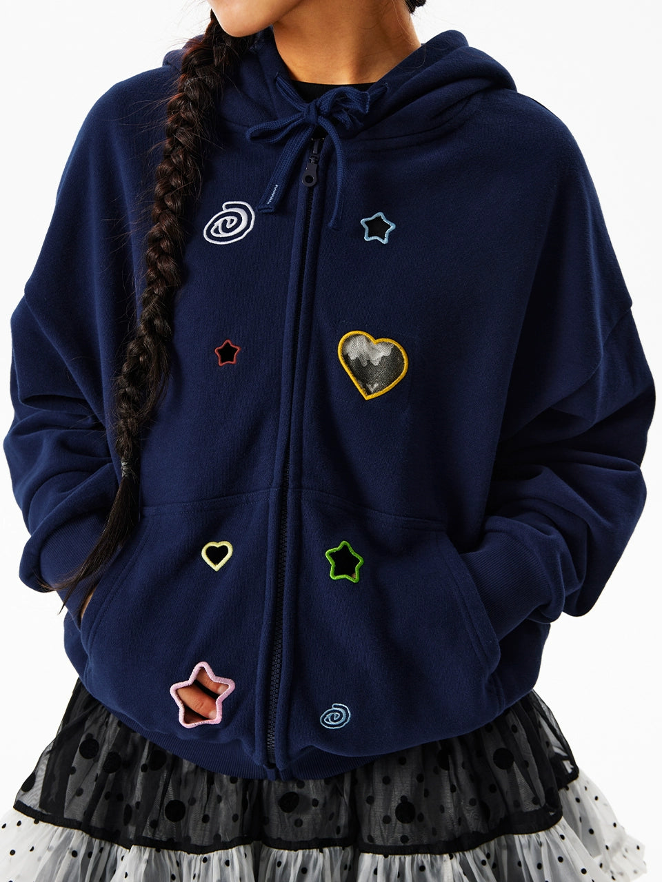 CryingCenter Colored Stars Love Hollow Patch Sweater Jacket