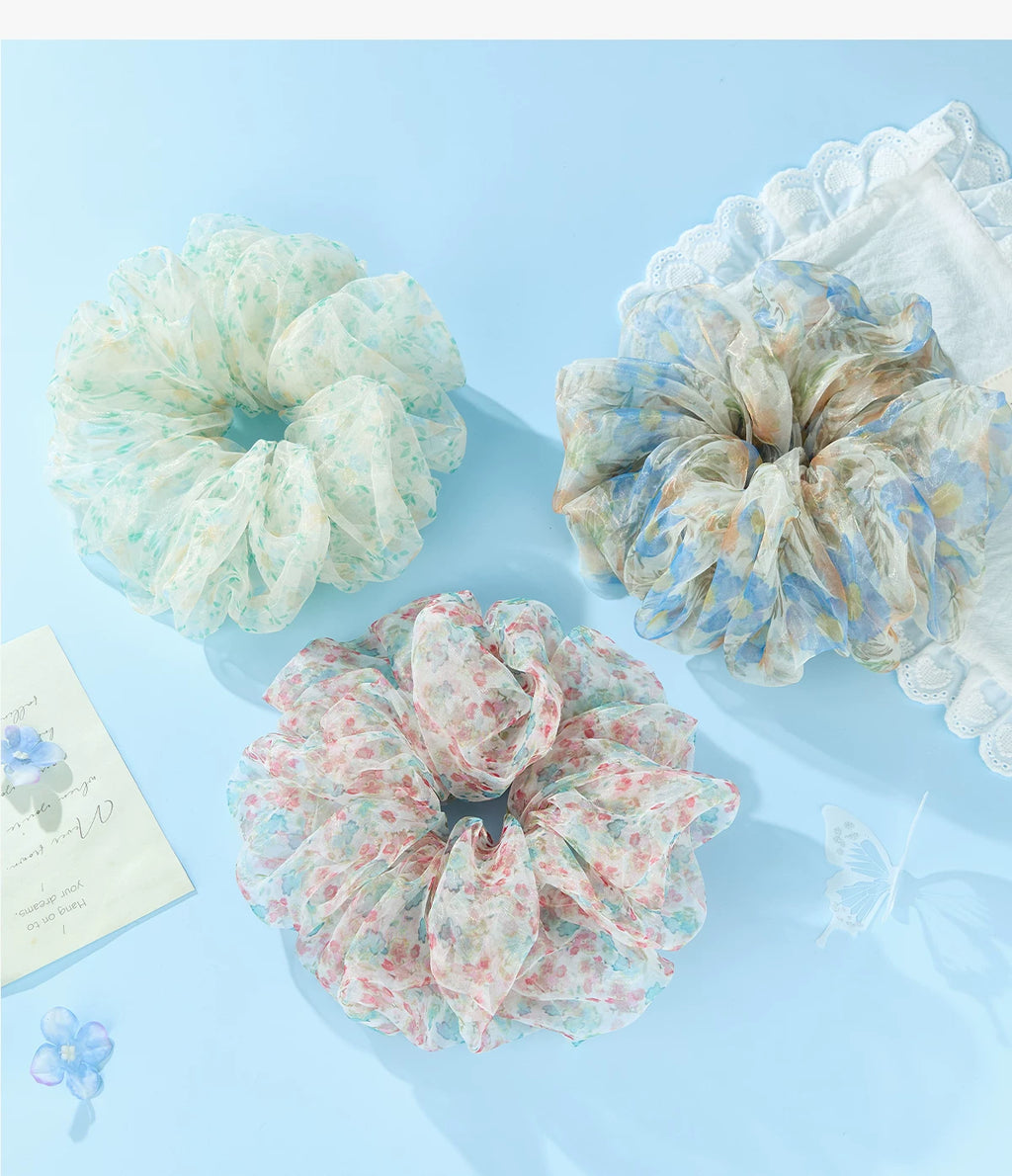 DODOGOGO Flower Yarn Ring Large Intestine Hair Band French Hair Rope