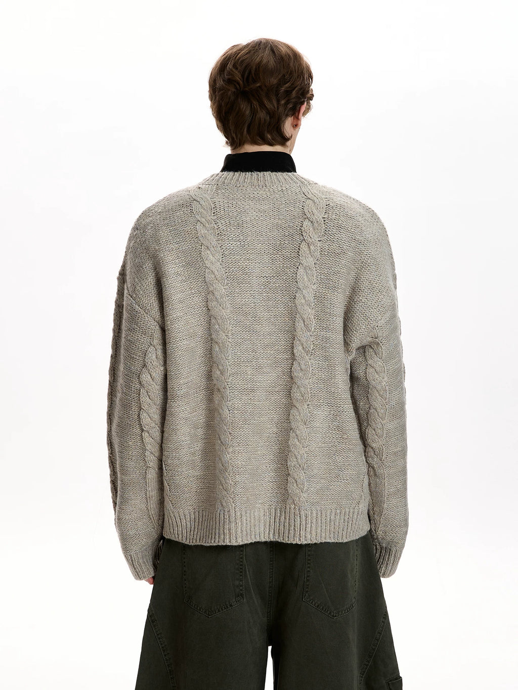 A PUEE Simple Rough Twist Knitted Cardigan Sweater