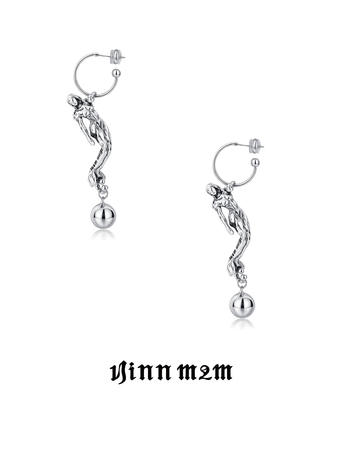 1JINN Made Old Silver Mermaid Long Earrings