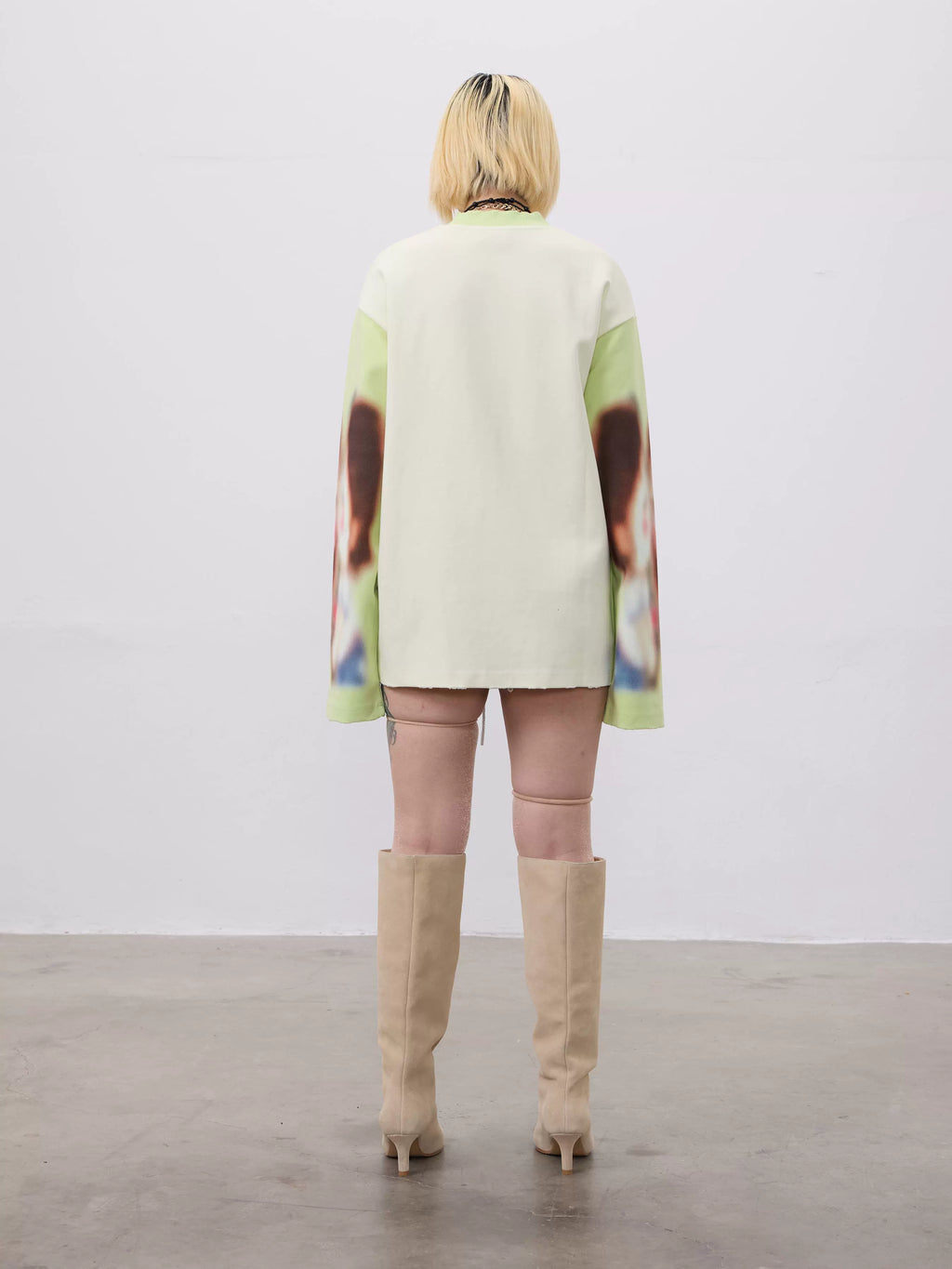 CHAI Love Print Fun Loose Long Sleeve Sweater