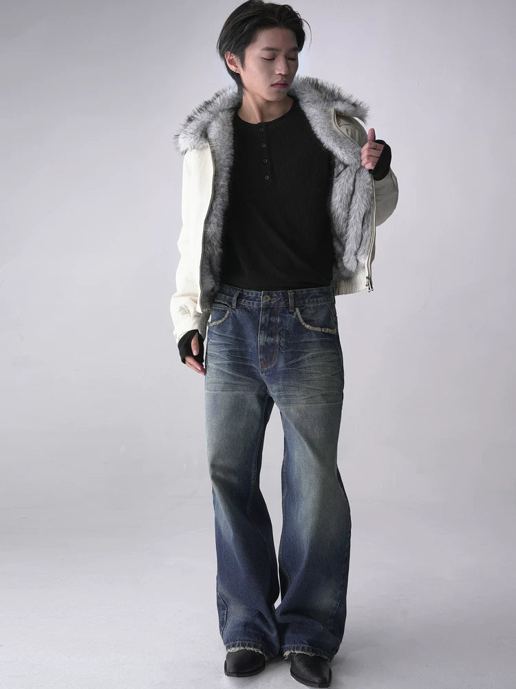 Southfish Retro Distressed Easiest for Matchstraight-leg Pants