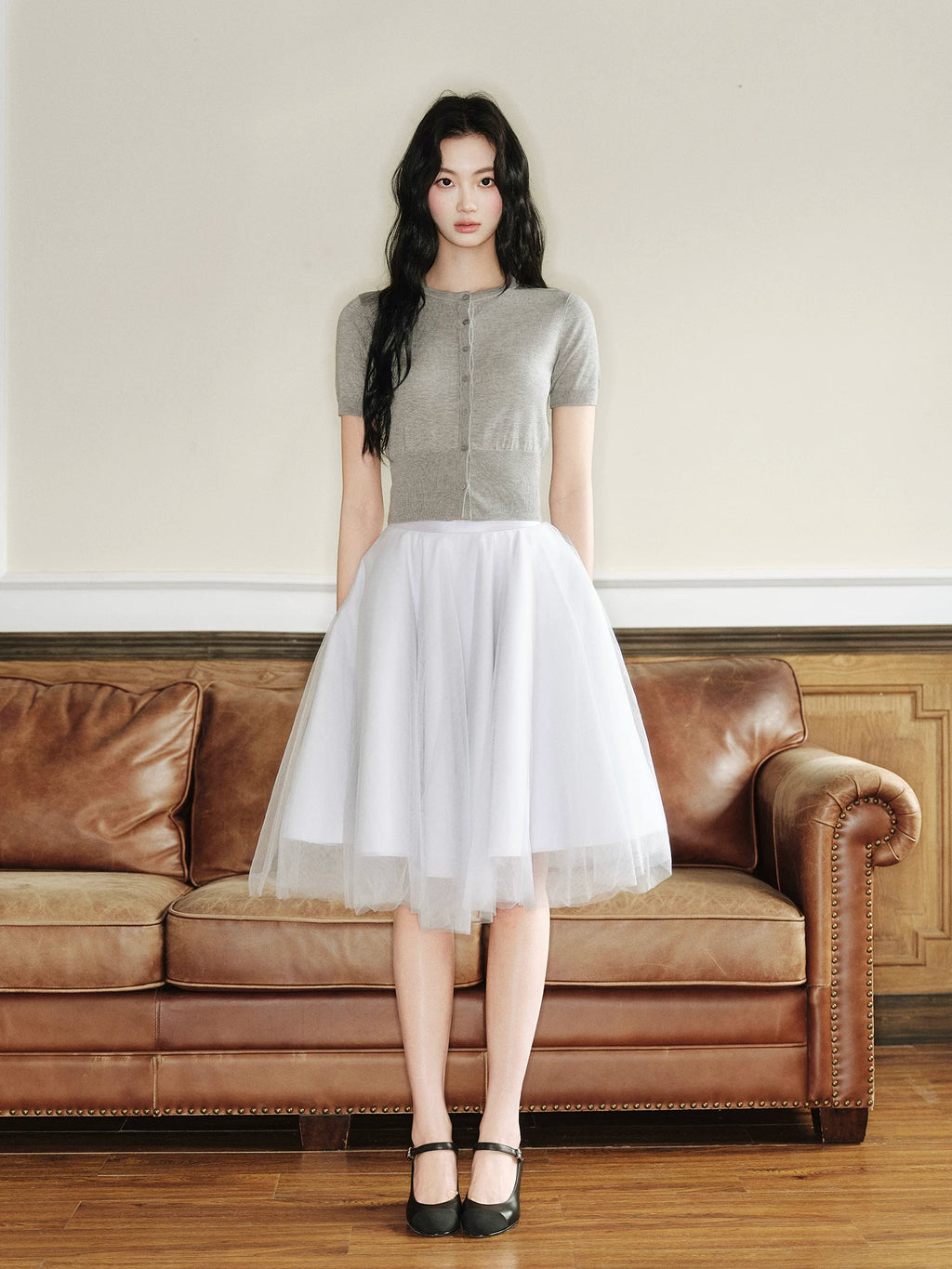 Avenement Knitted Round Neck Slim Short Tee