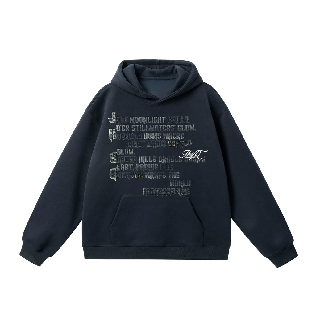 JHYQ Full English Print Loose Hoodie