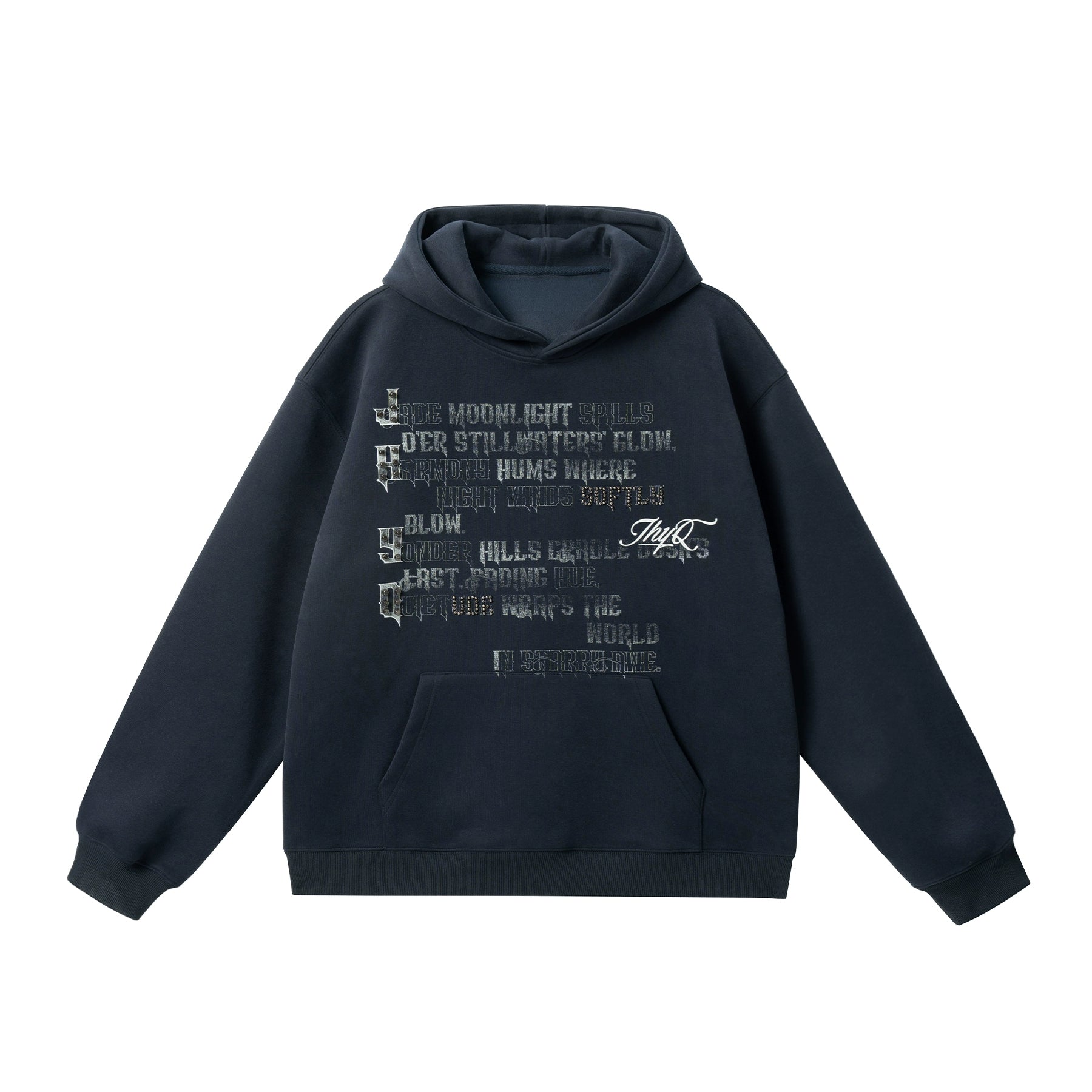 JHYQ Full English Print Loose Hoodie