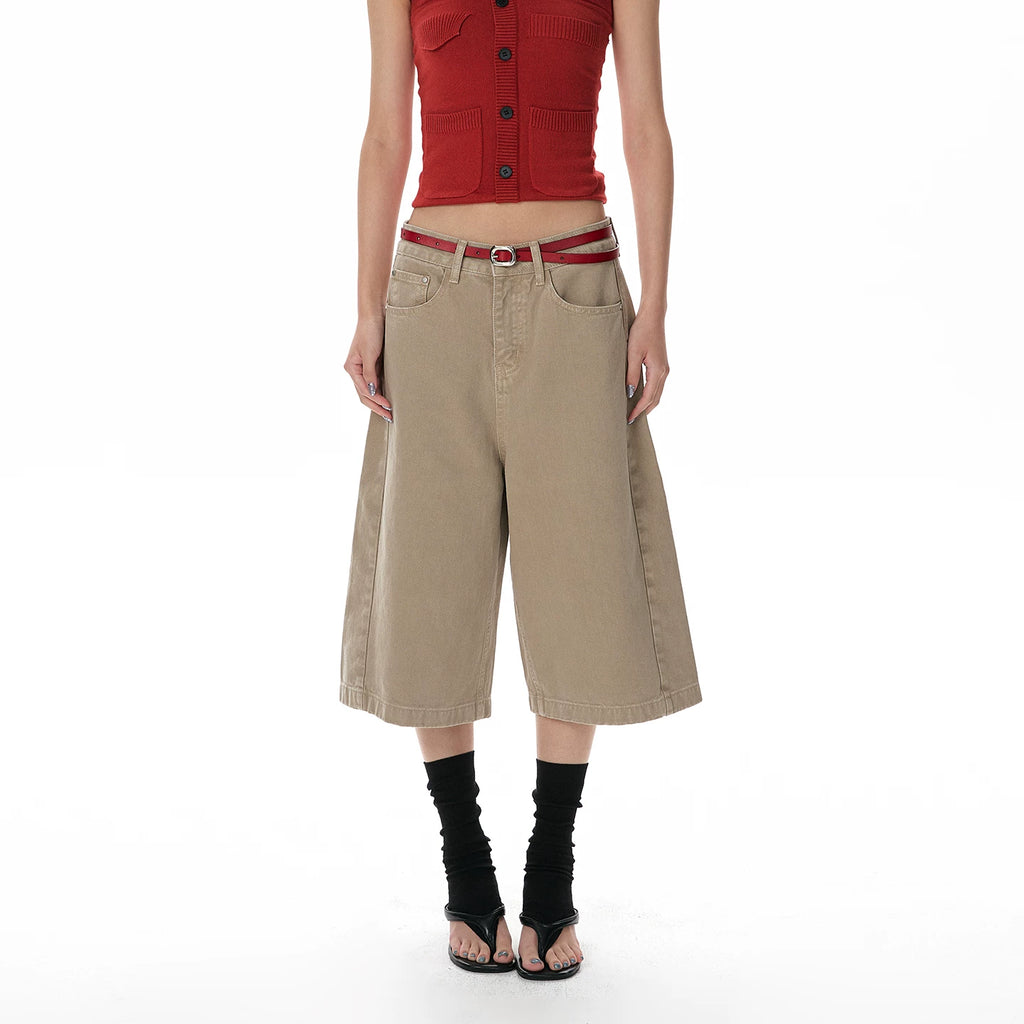 A PUEE Retro Wide-leg Loose Versatile Cropped Pants