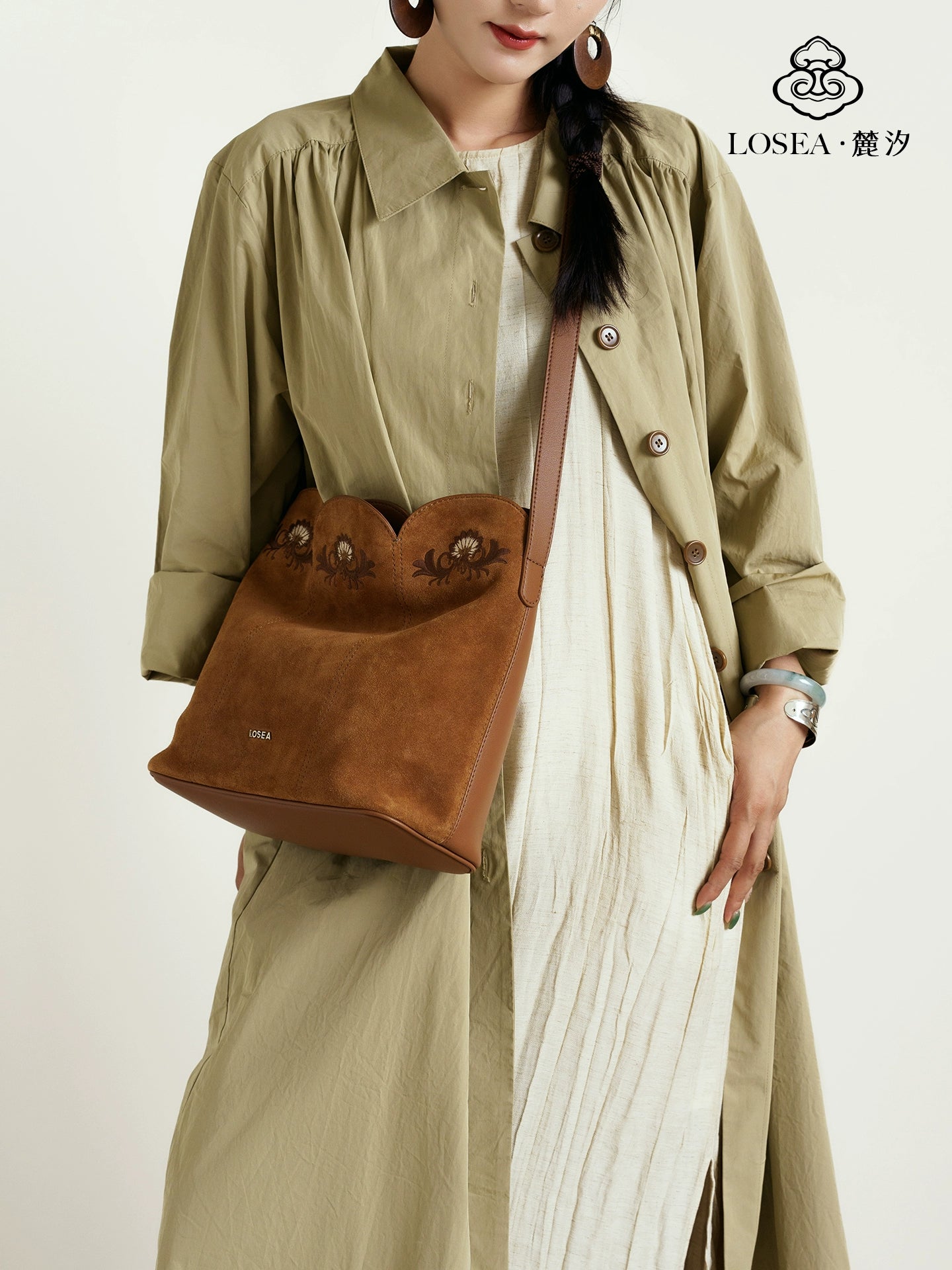 LOSEA Genuine Leather Matte Cowhide Shoulder Bag