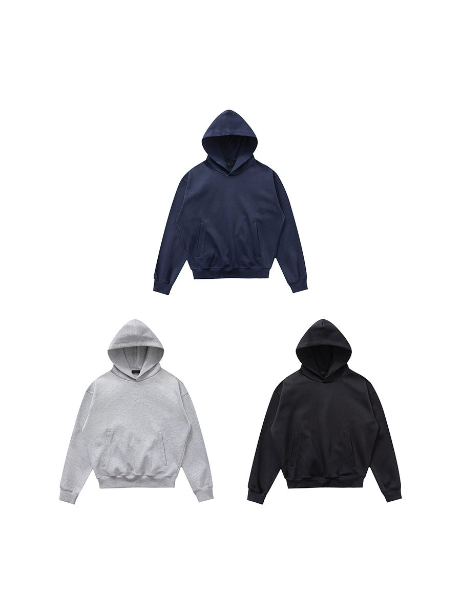 PLUS NO LOGO Double-sided Slippery Loose Pullover Hoodie