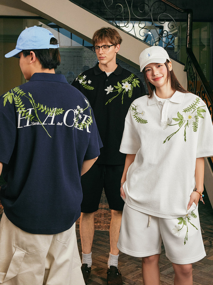Harshandcruel 2025 neutral plant 10,000-needle embroidered Polo Shirt