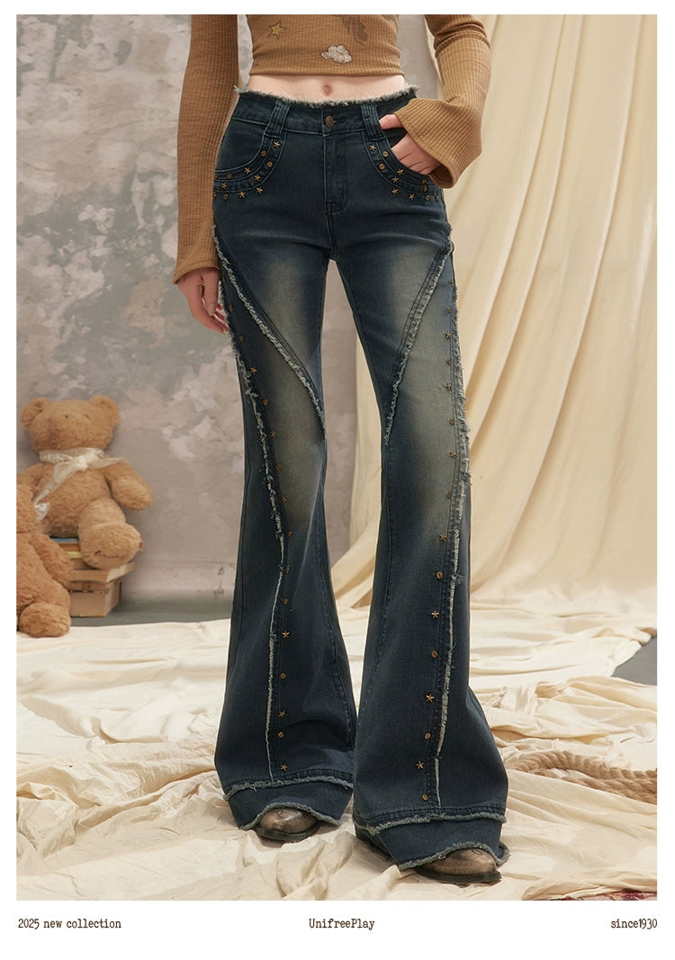 UNIREE Low-rise Slim-fit Vintage Jeans