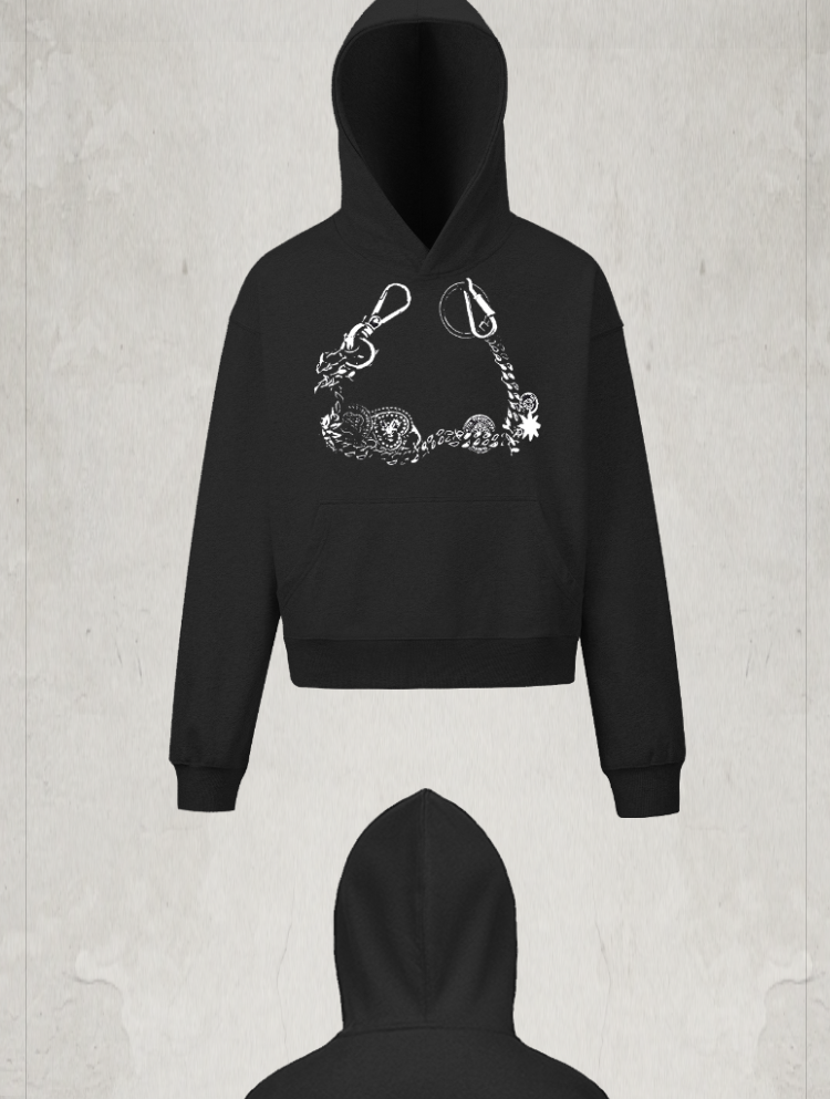 KONOOT Lucky Necklace Print Casual Versatile Hooded Sweater