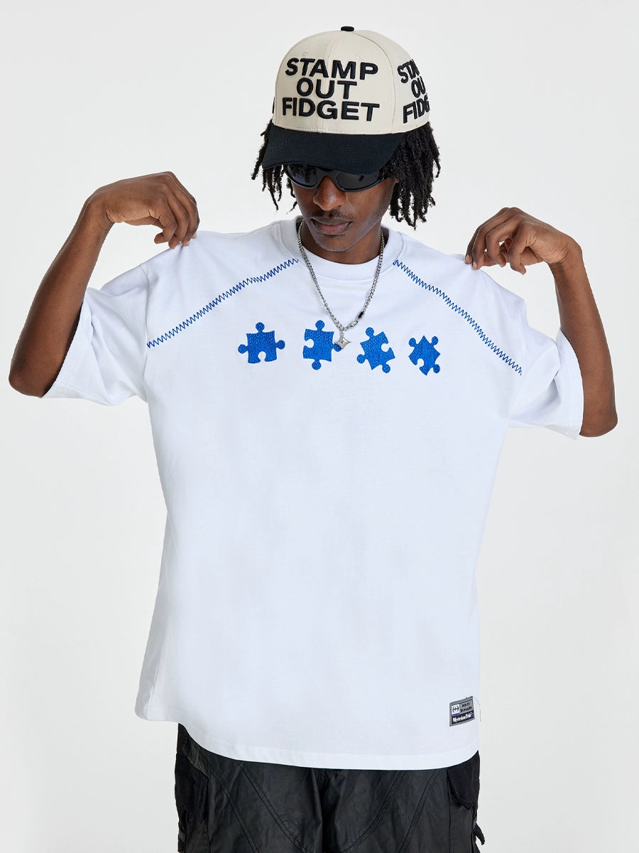 NMK Flame Puzzle Heavy Industry Embroidery Tee