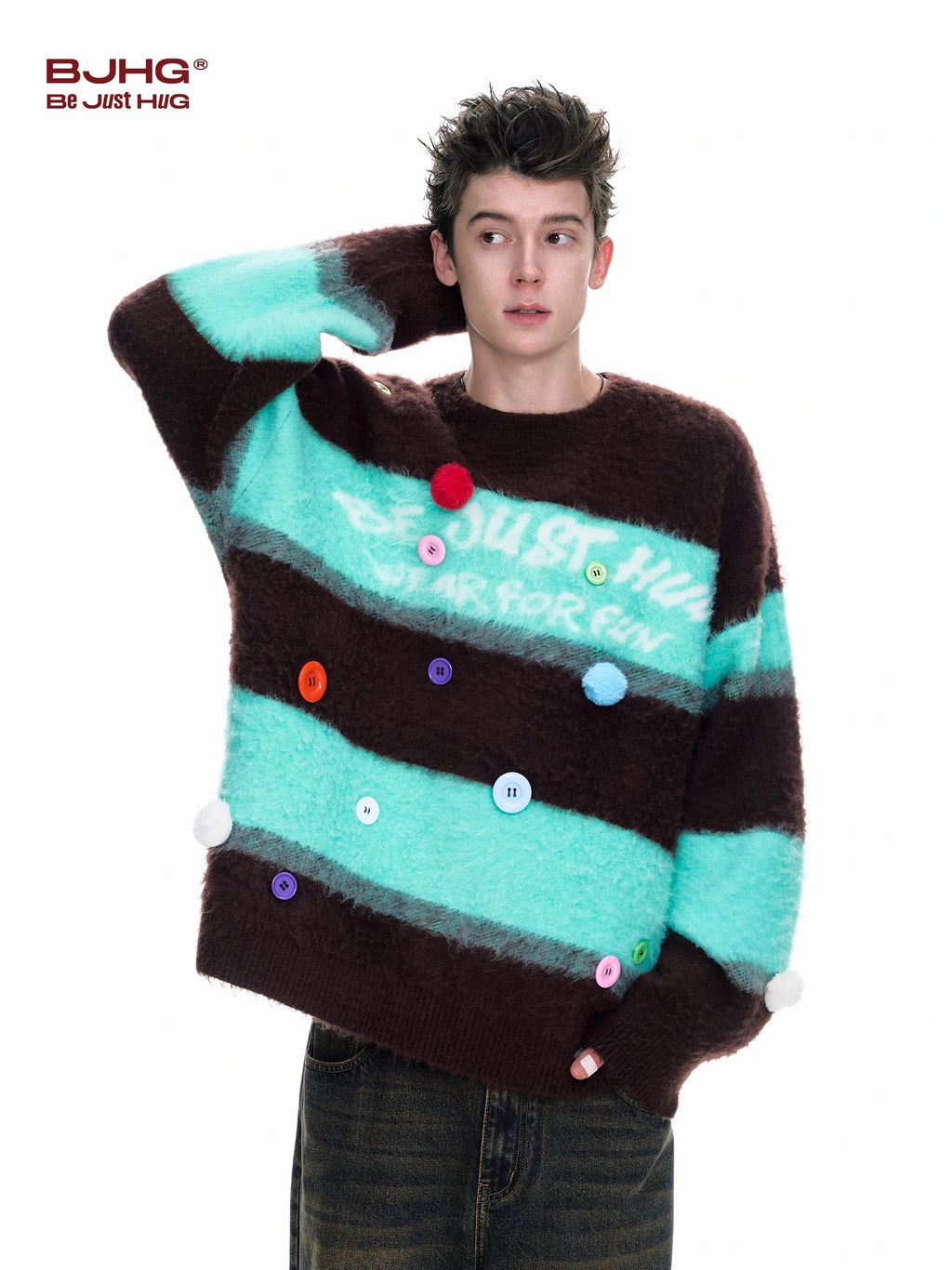 BJHG Thickened Vintage Striped Knitted Sweater