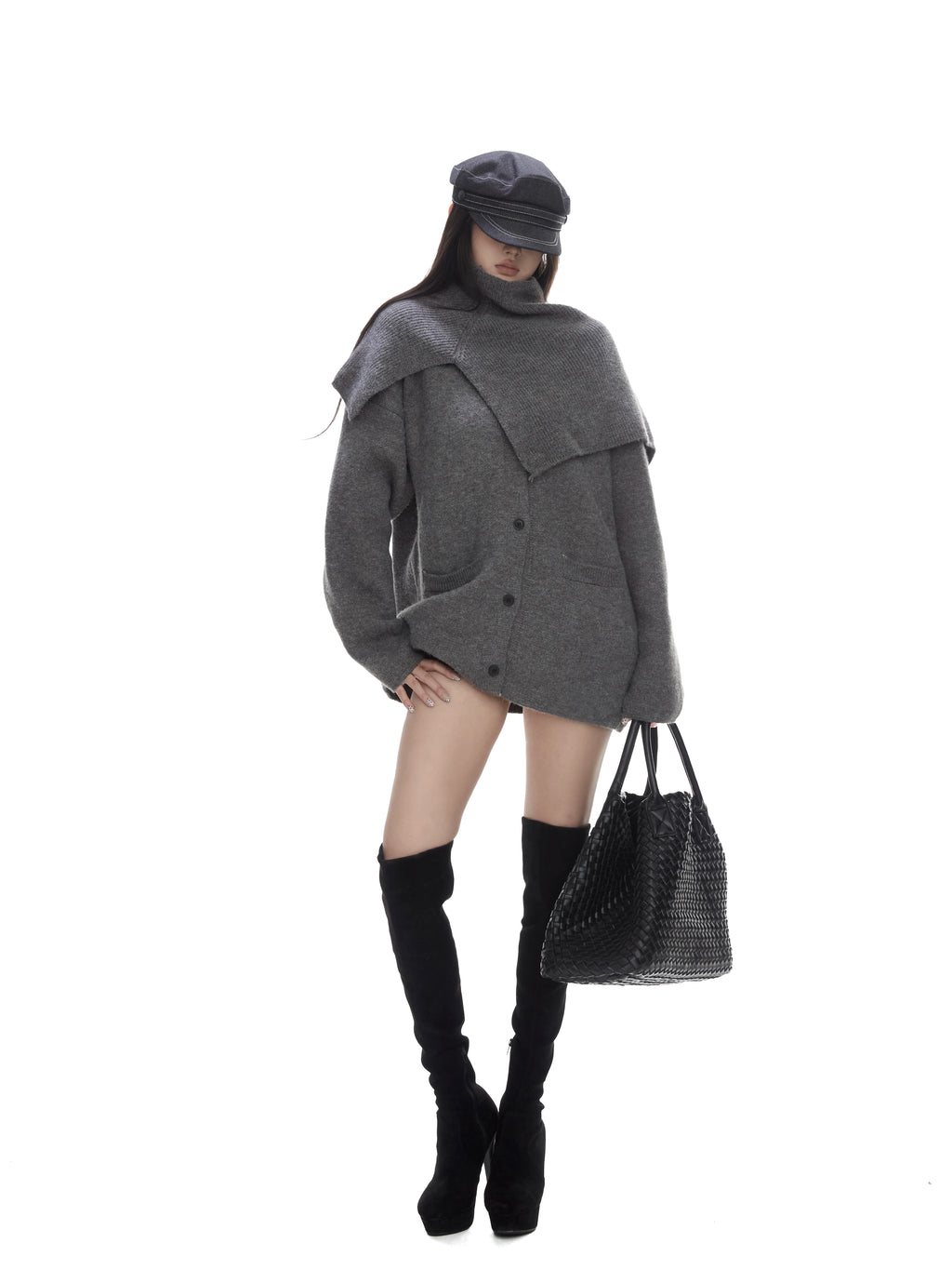 WITHMIN Loose and Thin Casual Turtleneck Shawl