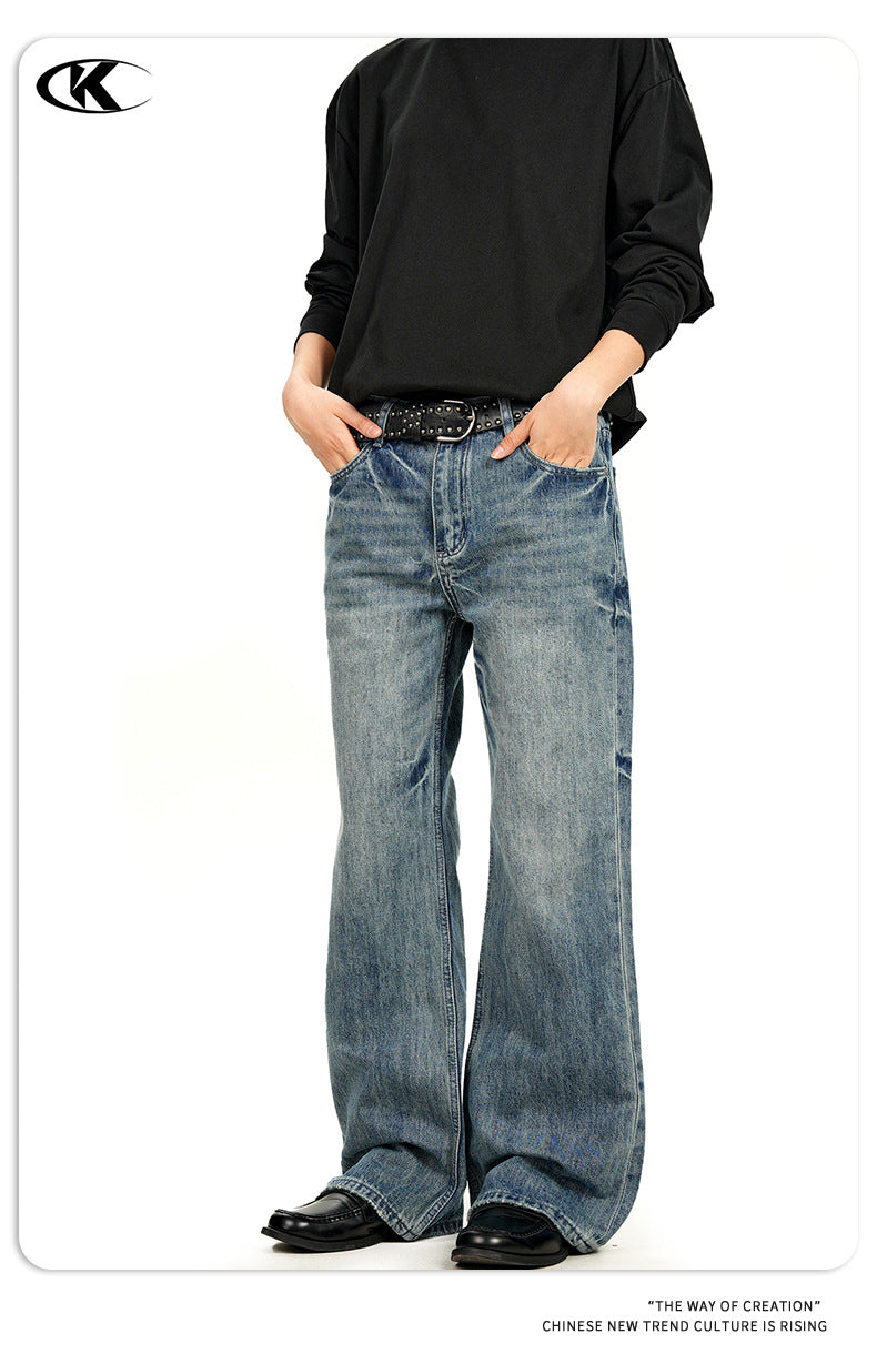 11KN Slub Pattern Simple Old Jeans