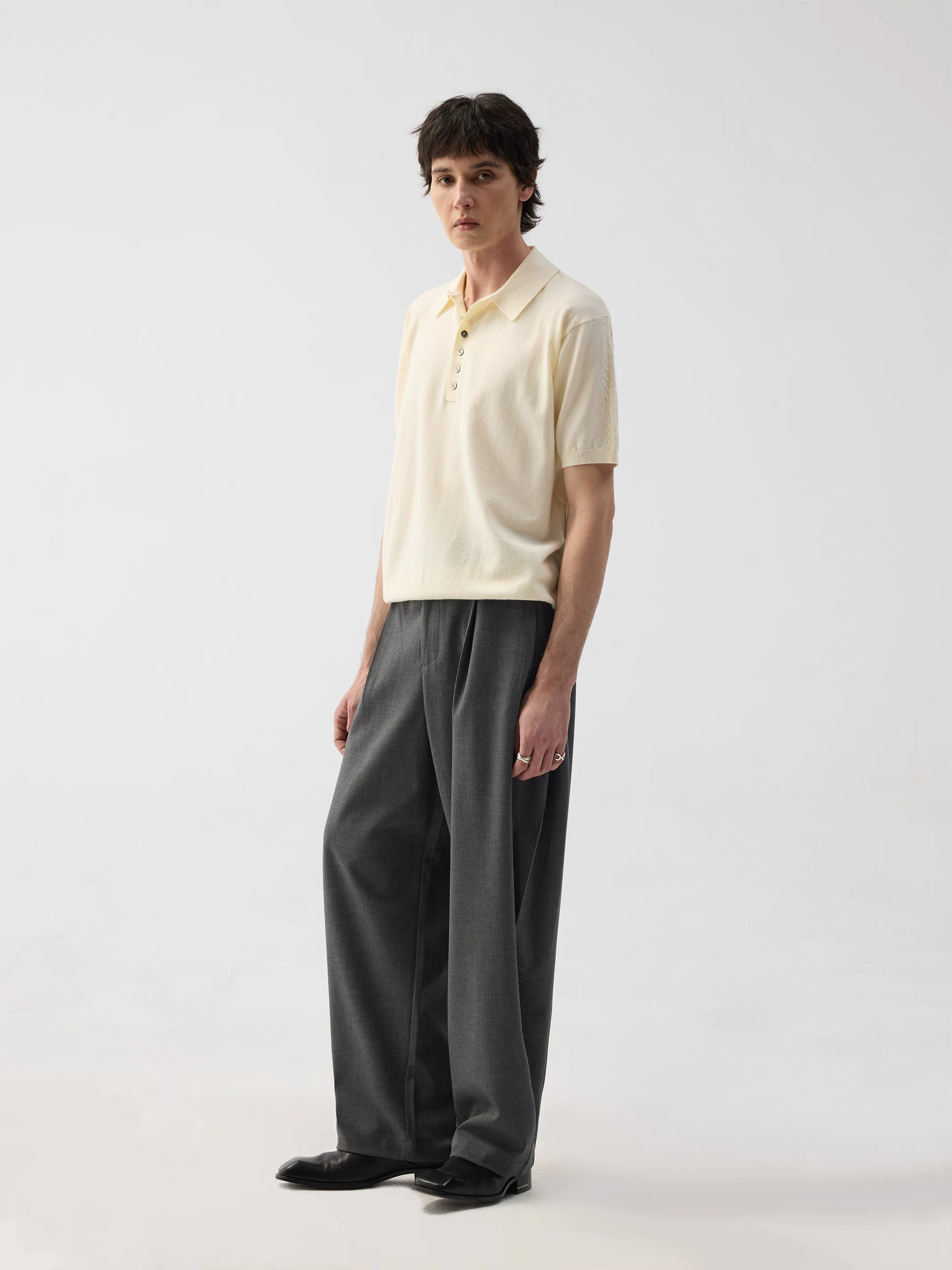TERRAINCOGNITA Simple Knitted Lapel Polo Shirt
