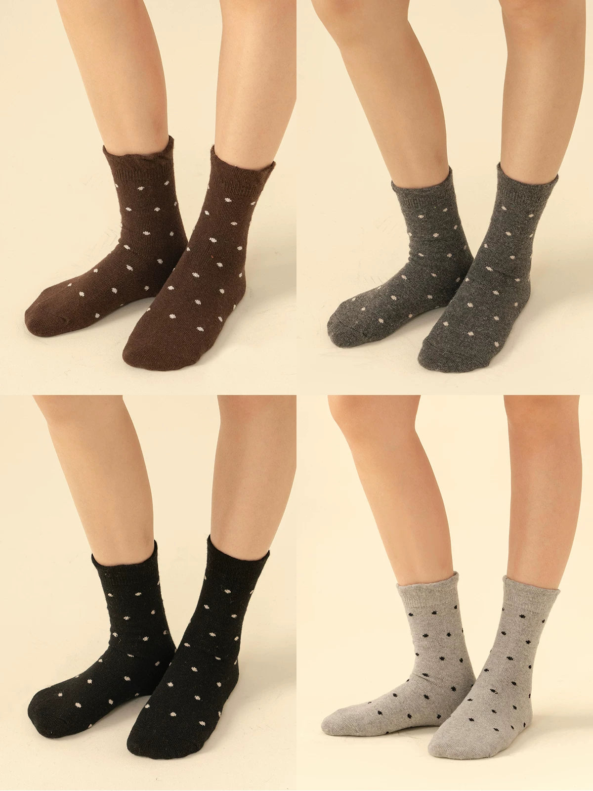 Mule Donkey Polka Dot Medium Tube Wool Stacking Socks
