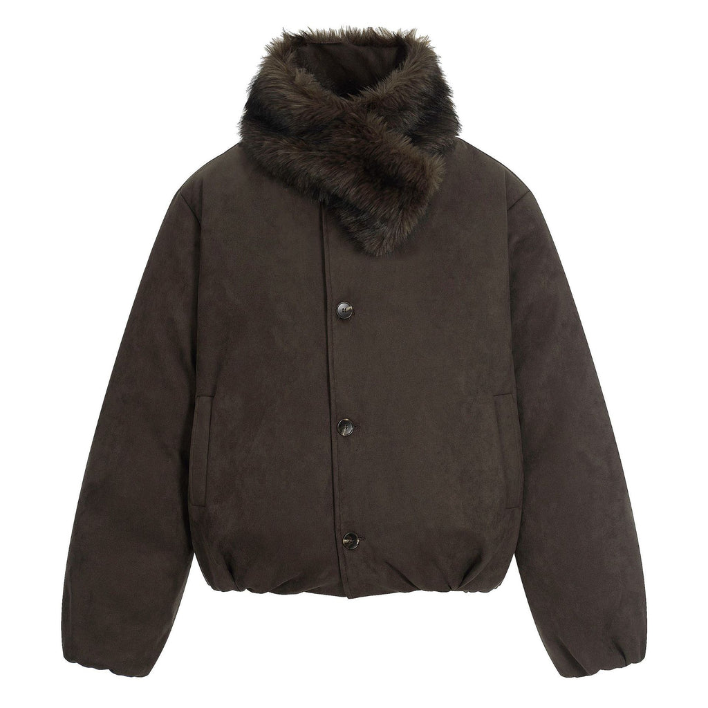 11KN Retro Fur Collar Anti-wrinkle Thermal Jacket