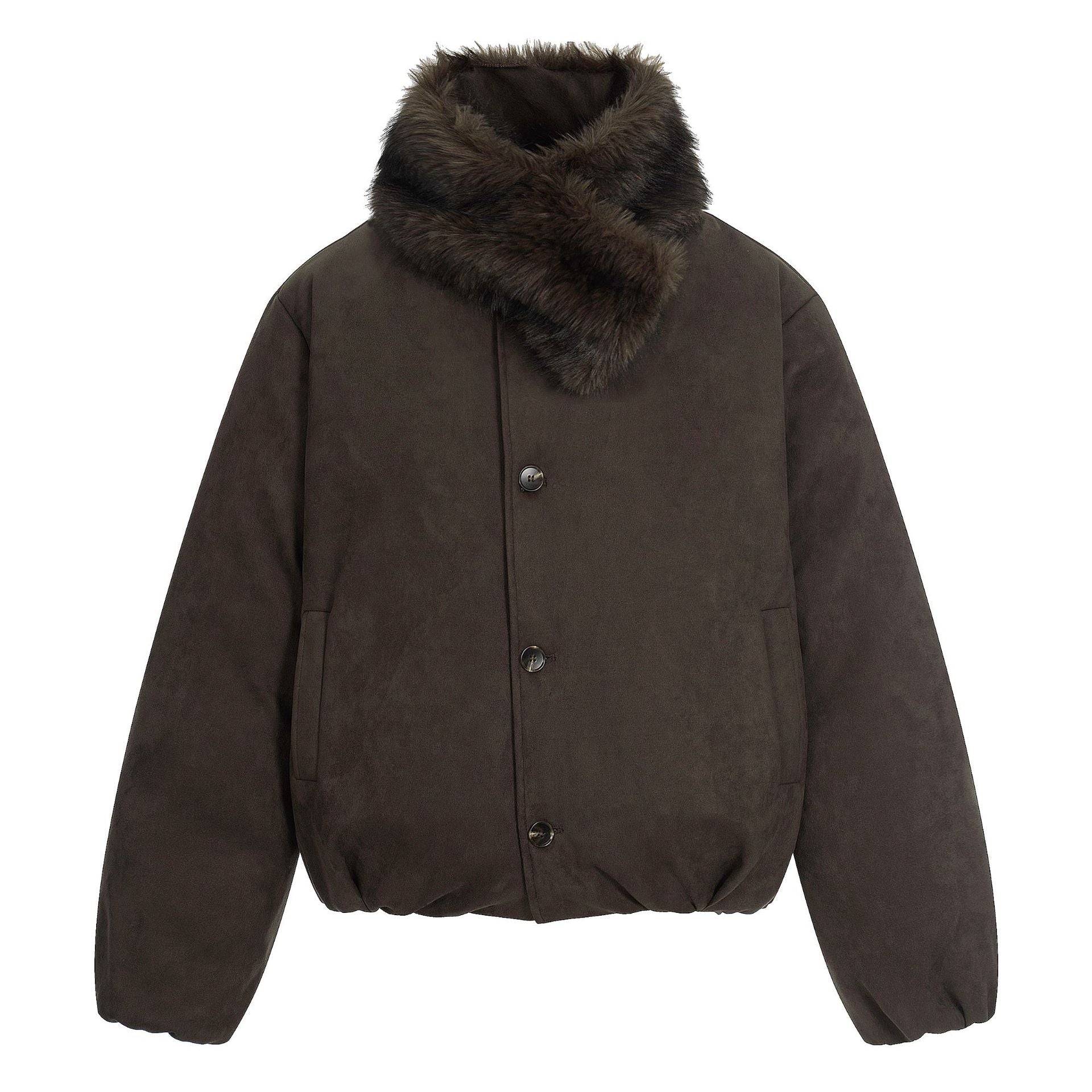 11KN Retro Fur Collar Anti-wrinkle Thermal Jacket