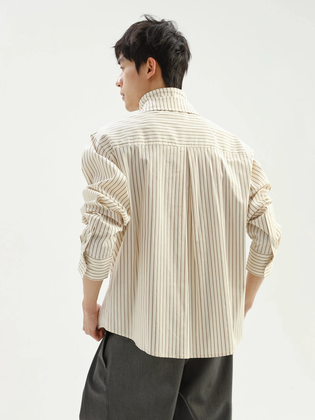 Stay The Night Fake Two Double Neck Striped Shirts