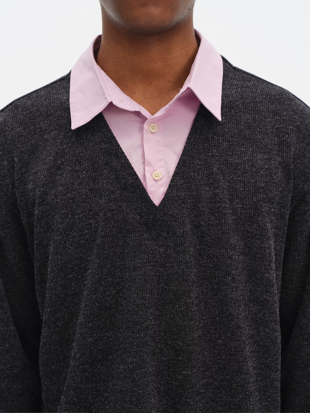 DIMC Fake Two-piece Color Matching Polo Collar Knitted Long Sleeve