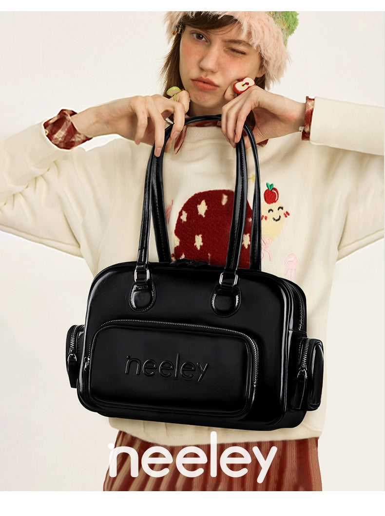 Neeley Large Capacity Vintage Textured Leather Underarm Bag