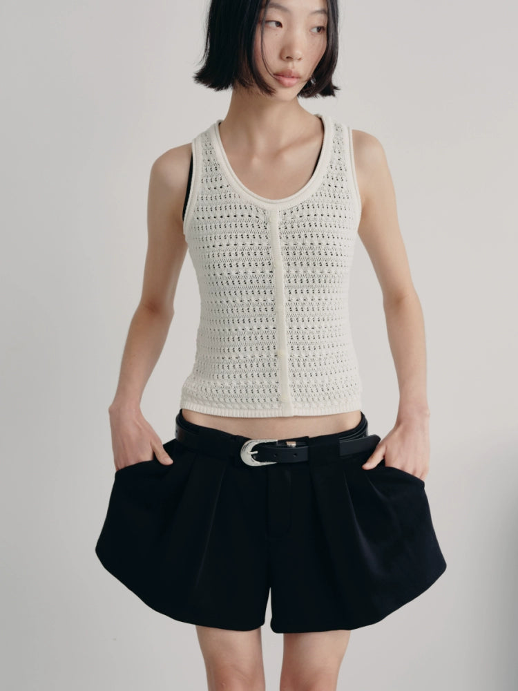 JCAESAR False Placket Hollow Knitted Vest