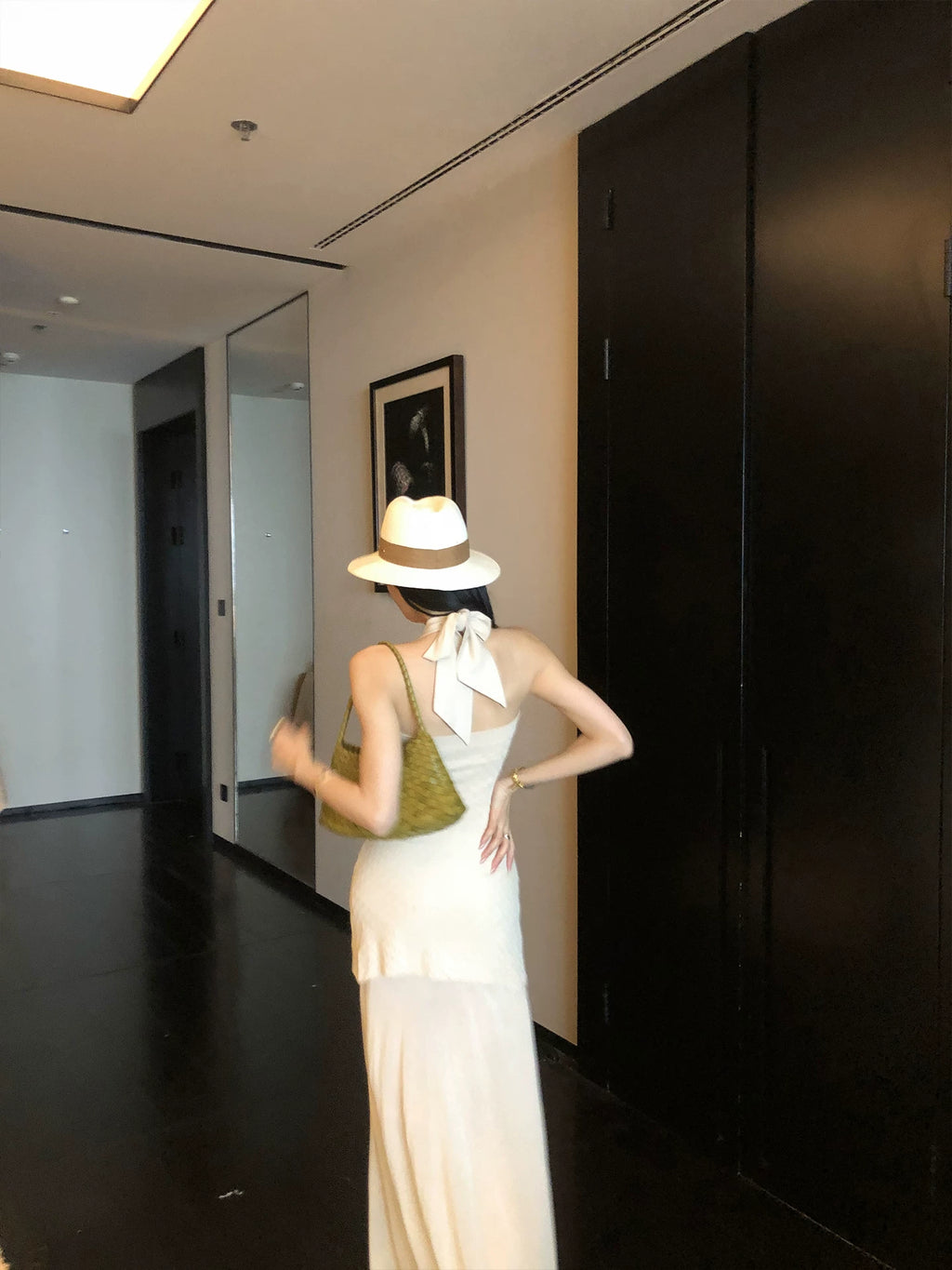 YOUNG KYLIN Neck Fake Two-piece Knitted Dress
