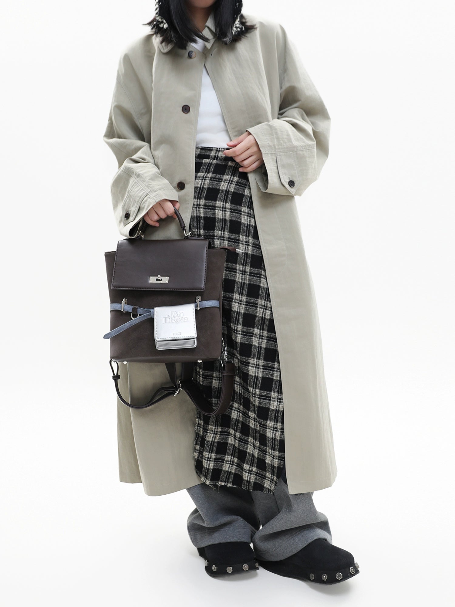 JANDRESS Vintage College Contrast Crossbody Backpack