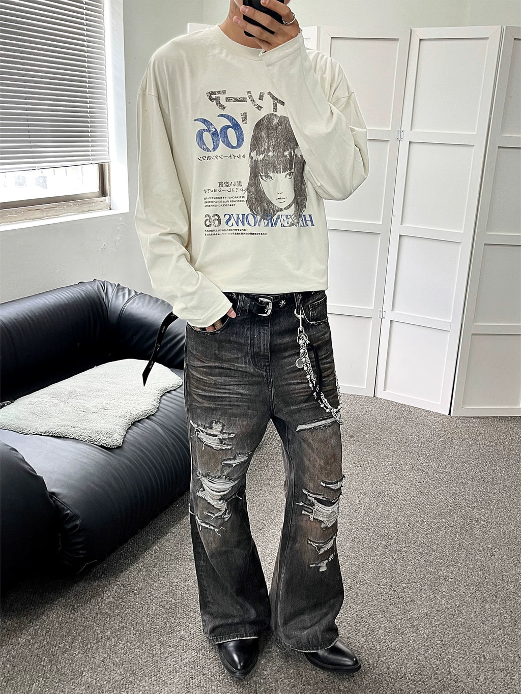 Erole Old Broken Edge Digital Printing Long Sleeve