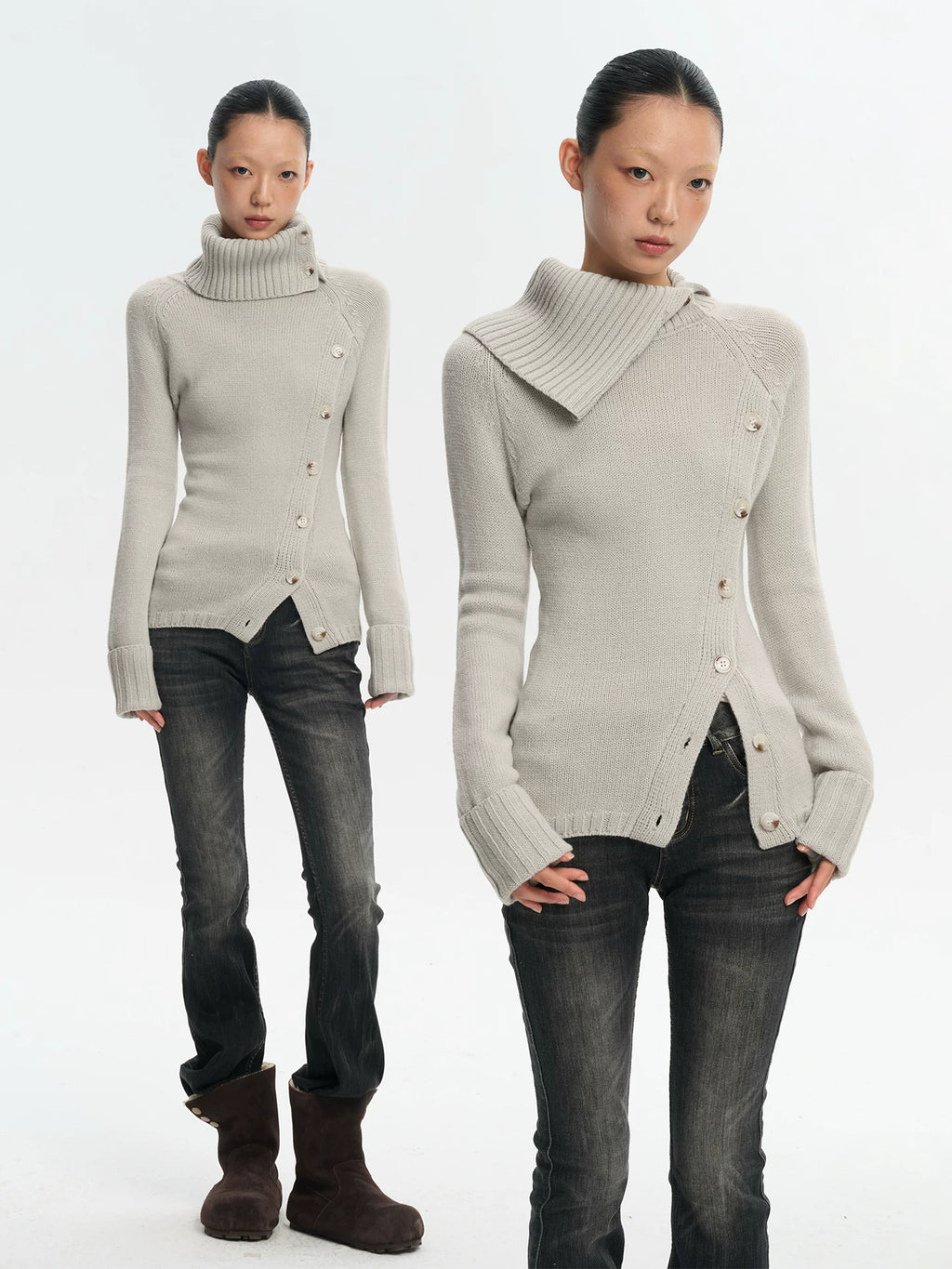 LINY LIBERTY Vintage Turtleneck Slim-fit Knitted Sweater
